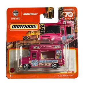 Ice Cream King Matchbox 70 Years Short Card Diecast Pink Truck Sealed